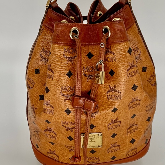 MCM Handbags - VGUC Authentic MCM Visetos Drawstring Bucket Shoulder Bag